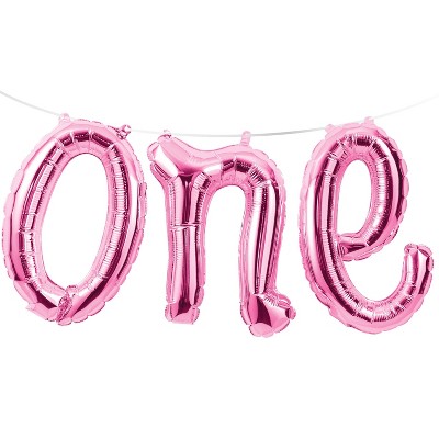 3ct 1st Birthday Girl "One" Balloon Banner