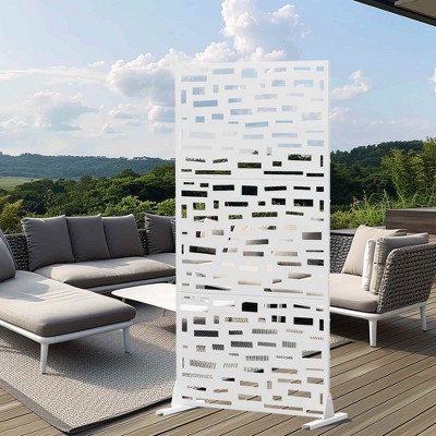 Lirago Metal Outdoor Privacy Screen Freestanding Patio Decorative Screens 72"x35" White