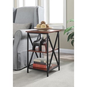 HomeStock Modern Glass End Table with Shelf, Clear Tempered Glass Sides, Durable Top and Contemporary Open Display Design - 1 of 4