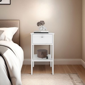 Sapphtopaz Modern Nightstand with Drawer & Bottom Open Shelf Small Bedside Table with Metal Round Handle Night Stand for Bedroom, Living Room - 1 of 4
