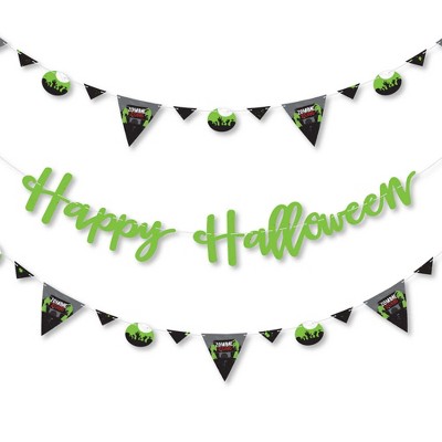 Big Dot of Happiness Zombie Zone - Halloween Zombie Crawl Party Letter Banner Decoration - 36 Banner Cutouts and Happy Halloween Banner Letters