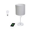 Creekwood Home Oslo 19.5" USB Port Feature Metal Table Desk Lamp in White with Feit LED (Includes LED Light Bulb) Gray - 3 of 4