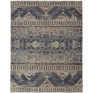 Gray Blue and Ivory Wool Floral Hand Knotted Area Rug - 1 of 4