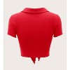 TIME HOLLOW Lettuce Trim Knot Front Crop Top - 2 of 3