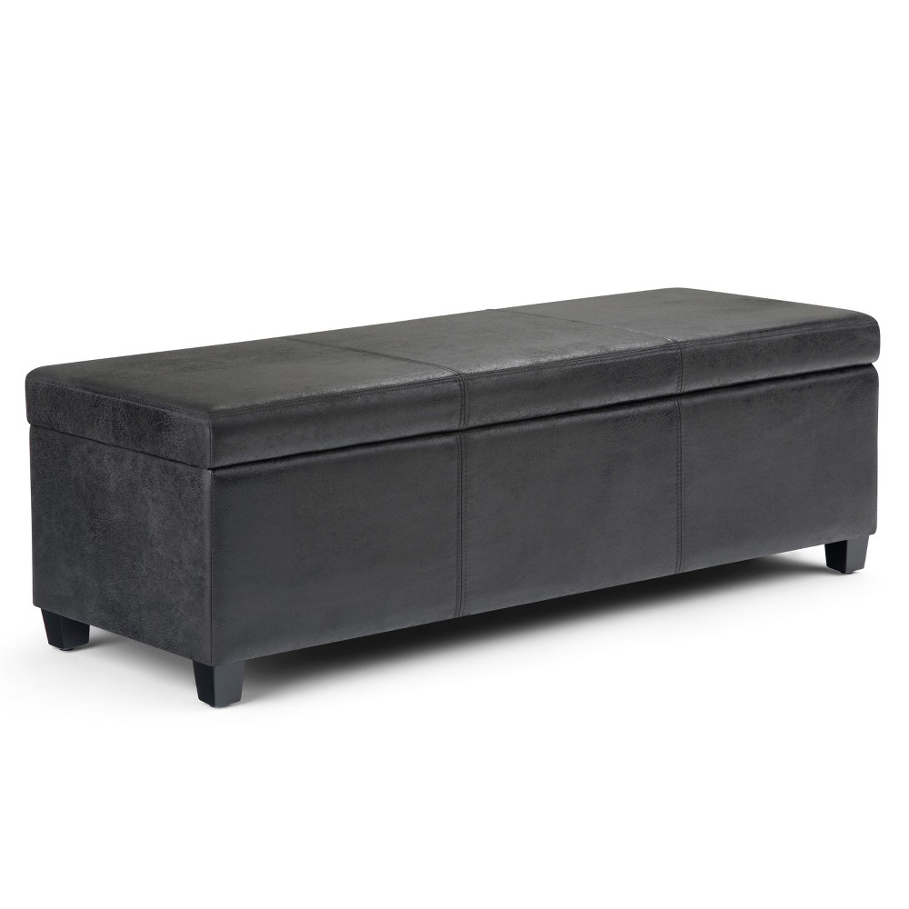 Photos - Pouffe / Bench 48" Franklin Storage Ottoman Bench Distressed Black - WyndenHall