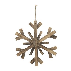 TopComfy Decorative Object Large Fir Wood Snowflake Ornaments Set of 2 for Christmas Tree and Holiday Display, Brown, 17.7"*0.8"*17.7" - 1 of 4