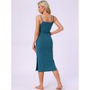 INSPIRE CHIC Women's Sleeveless Ribbed Knit Bodycon Split Slit Summer Midi Camisole Nightgowns - 4 of 4