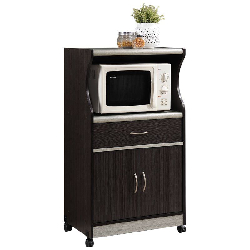 Microwave Kitchen Cart in Chocolate Gray - Hodedah, 1 of 8