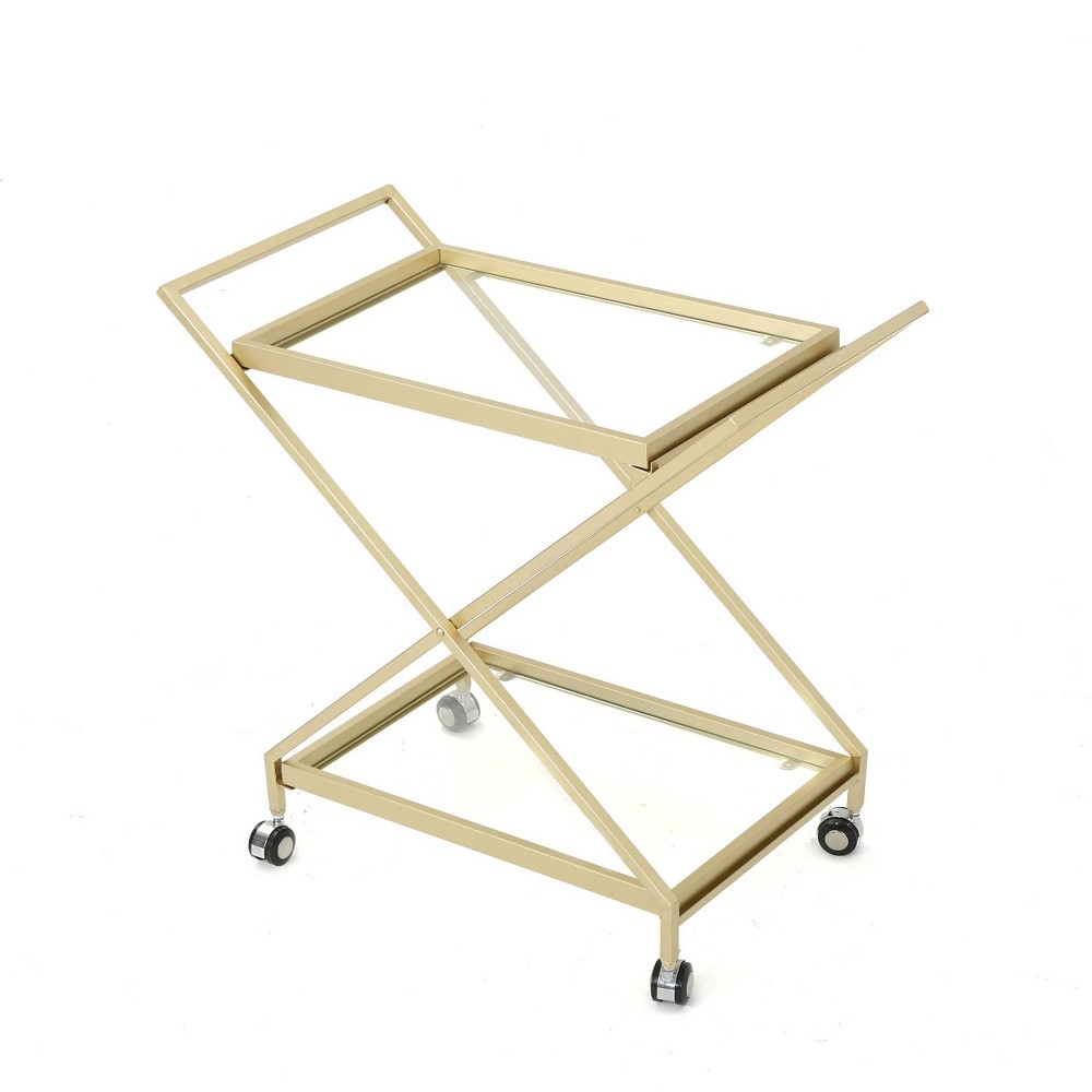 Photos - Other Furniture Sherianne Industrial Iron Bar Cart Gold - Christopher Knight Home