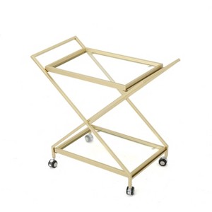 Sherianne Industrial Iron Bar Cart Gold - Christopher Knight Home