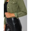 Allegra K Women's Solid Cropped Button-Down Plaid Cuffs Jean Jacket with Pockets - 4 of 4