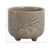 Ceramic Ceramic Planter with Textured Botanical Design, Footed Garden Pot for Home & Outdoor Decor - 5" Cream - 4 of 4