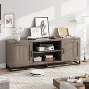 Farmhouse TV Stand for 75" TVs - Sturdy Metal Legs & 2 Open Shelves, Wood Media Console for Living Room - 3 of 4