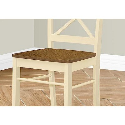 Oak and Cream Cross Back Transitional Side Chairs, Set of 2