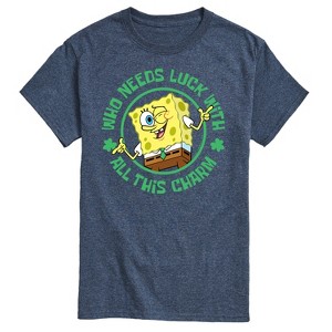 Men's - SpongeBob Squarepants - Who Needs Luck With This Charm St. Patrick's Day Short Sleeve Graphic T-Shirt - 1 of 4