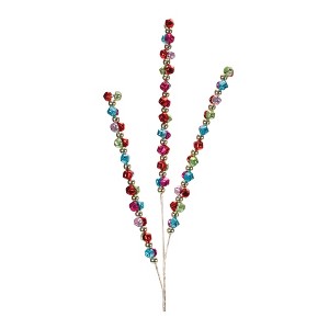 Jingle Bell Spray Set of 2 Holiday Stems 32 Inch Height Red and Green Christmas Decor By Melrose - 1 of 3