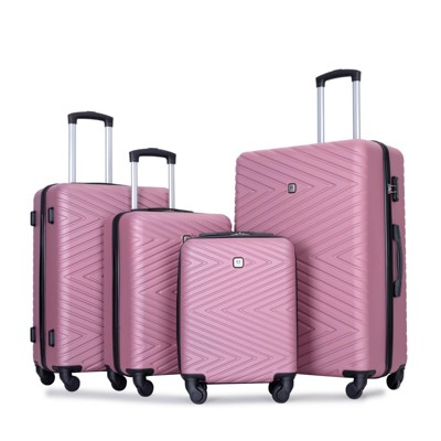 SEVOBAL Luggage 4 Piece ABS Set with TSA Lock and Rotating Wheels for Easy Travel Maneuvering, Pink, 20.2"*11.5"*30.15"