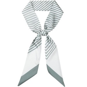 INSPIRE CHIC Women's Striped Print Skinny Long Satin Silky Ribbon Neck Scarves 1Pc - 1 of 4
