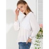 INSPIRE CHIC Women's Ruffled Long Puff Sleeves V Neck Solid Color Blouses - 4 of 4