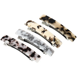 Unique Bargains Women's Tortoise Shell French Hair Barrettes 4 Pcs - 1 of 4