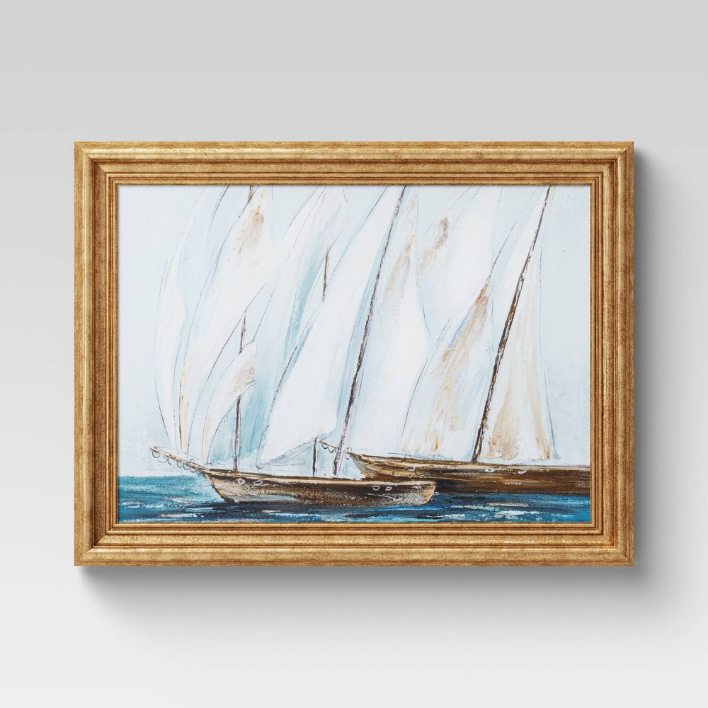 16" x 12" Sailboats Framed Wall Canvas - Threshold™