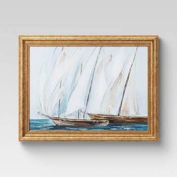 16" x 12" Sailboats Framed Wall Canvas - Threshold™