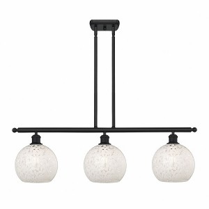 White Mouchette - 3 Light Stem Hung Island In Modern Style-10.5 Inches Tall and 36 Inches Wide - 1 of 1