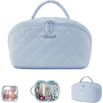 LOVEVOOK Travel Makeup Bag for Women, 2Pcs Set Puffer Waterproof Cosmetic Organizer