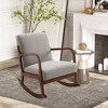 HOMCOM Upholstered Rocking Armchair with Wood Base and Linen Fabric Padded Seat for Living Room, Gray - 3 of 4