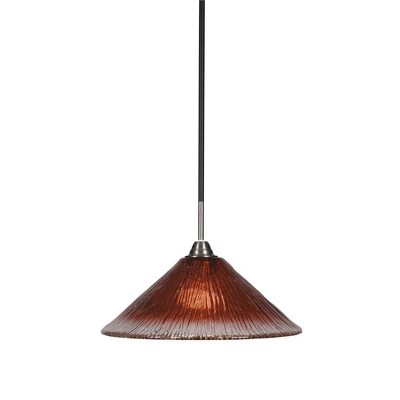 Toltec Lighting Paramount 1 - Light Pendant in  Matte Black/Brushed Nickel with 16" Raspberry Crystal Shade