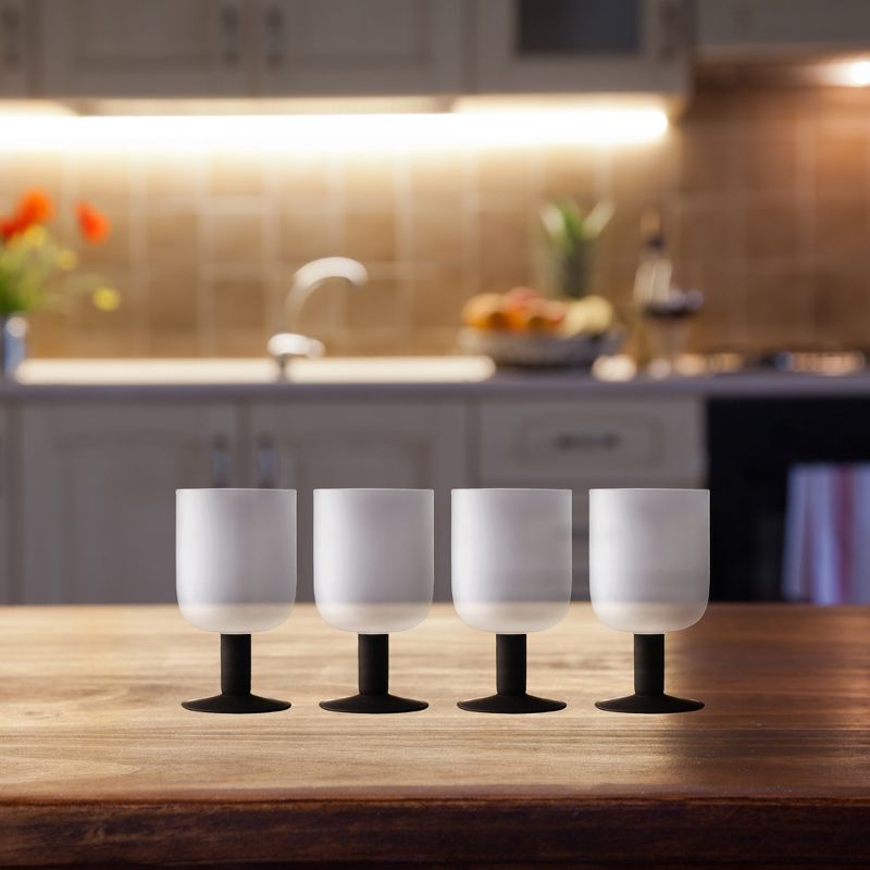 Elle Decor Frosted Glass Goblets Set of 4 Beverage Stemmed Glass Cups, 8.2 oz. Capacity, 3 of 7