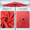 DOMETOUR 9 Foot Outdoor Patio Umbrella with Button Tilt and Crank, UV Protected and Waterproof, Red - 2 of 4