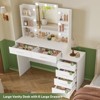 Usikey Large Vanity Desk with Mirror & Lights, Makeup Vanity Table with 6 Drawers, 4 Open Storage Shelves, Vanity Desk Set with Stool, White - 3 of 4