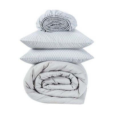 7pc Queen Simply Clean Pleated Bed In Bag Gray Serta Target