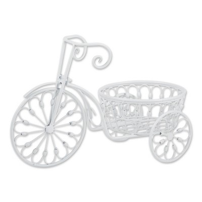 11.2" Indoor/Outdoor Iron Bicycle Planter White - Zings & Thingz