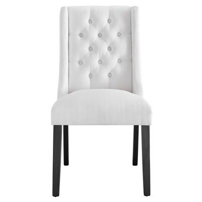 White Upholstered Leather Parsons Side Chair with Wood Frame