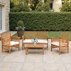 BestMassage Outdoor Wood Patio Conversation Sets Acacia Wood Outdoor Patio Sofa Set, Natural - 3 of 4