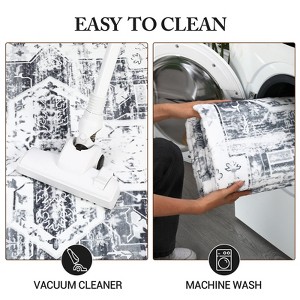 Vintage Style Area Rug, Thin Washable Entryway Rug, Distressed Multi Thin Carpet, Foldable Accent, Low Pile Lightweight Print, for Living Room - 1 of 4