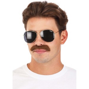 HalloweenCostumes.com One Size Fits Most  Men  Top Gun Sunglasses & Mustache Costume Kit | Movie Accessories, Brown/Black - 1 of 4