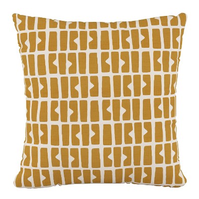18"x18" Polyester Pillow in Block Panel Mustard - Skyline Furniture: Zipper Closure, Indoor Use