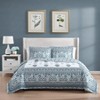 Bebejan Aquamarine Medallion 100% Cotton 3-Piece Reversible Quilted Coverlet Set - 2 of 4