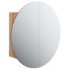 vidaXL Bathroom Cabinet with Round Mirror&LED Oak 15.7 in.x15.7 in.x6.9 in. - 2 of 4