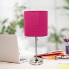 Simple Designs Sleek Slender Brushed Steel Table Lamp Pink - 4 of 4