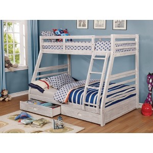 Twin Over Full Bunk Bed with Two Large Drawers and Ladder - 1 of 4