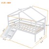 MATEERTY Twin Loft House Bed with Slide, Safety Guardrails, House Roof Frame, White - 3 of 4