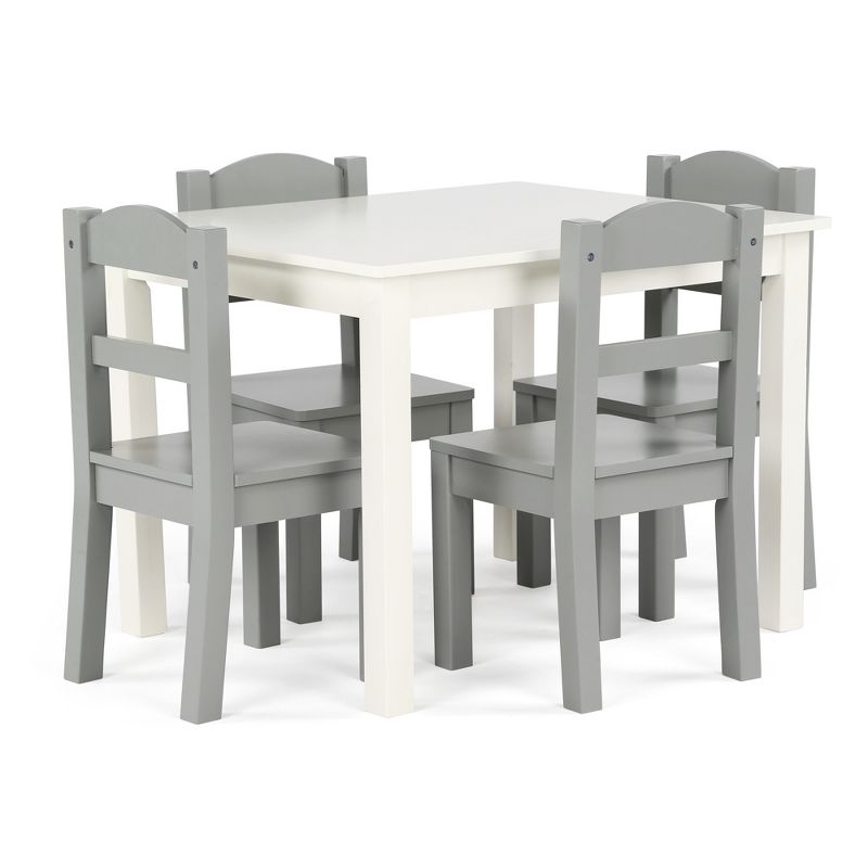 5pc Kids&#39; Wood Table and Chair Set White/Gray - Humble Crew, 1 of 9
