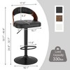 VECELO Bar Stools Set of 2,  Modern PU Leather Adjustable Swivel with Back, or Club Pub,Kitchen Island and Dining Room - image 3 of 4