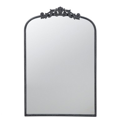 GlasFlength Decorative Wall Mirrors Baroque Inspired Full Length Mirror with Ornate Frame for Bathroom Living Room, Black, 24"*1.5"*36"