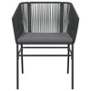 vidaXL Outdoor Patio Chairs - Black Poly Rattan with Cushions - Garden/Deck Lounging Seating - Modern Design - Comfortable Seating with Steel Frame - 4 of 4
