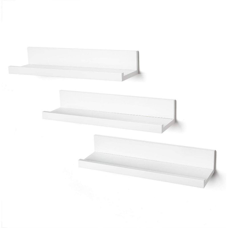 Americanflat 14 Inch Floating Shelves for Wall - Composite Wood Shelves for Bedroom, Living Room, Bathroom & Kitchen - Wall Mounted - Set of 3, 2 of 7